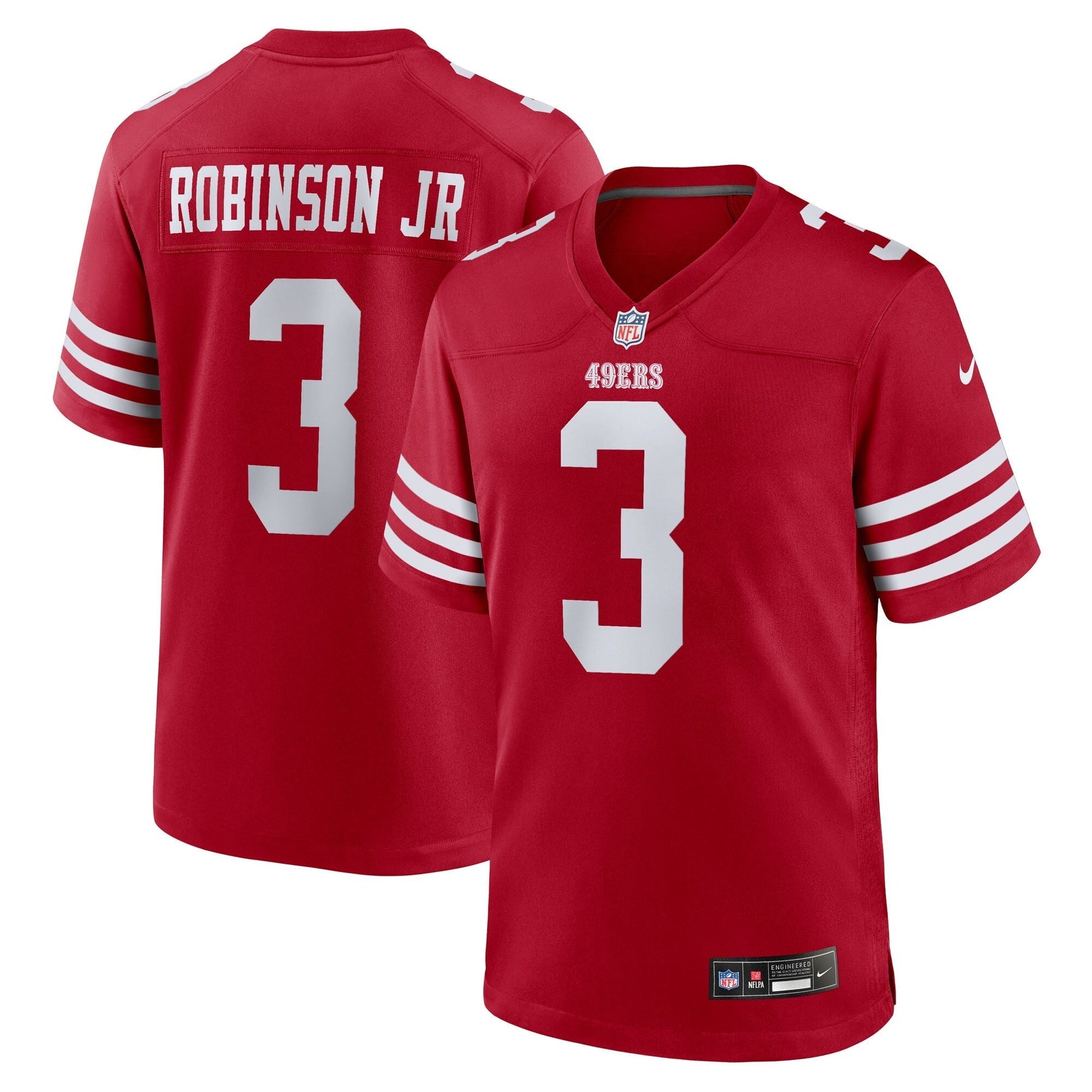 San Francisco 49ers Brian Robinson Jr. Scarlet Team Game Jersey football jersey product view 1