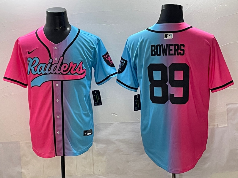 Men's Las Vegas Raiders Brock Bowers Pink/Blue Game Jersey football jersey product view 1