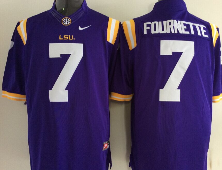 Men's LSU Tigers Leonard Fournett #7 Purple Player Game Jersey sports jersey product view 1