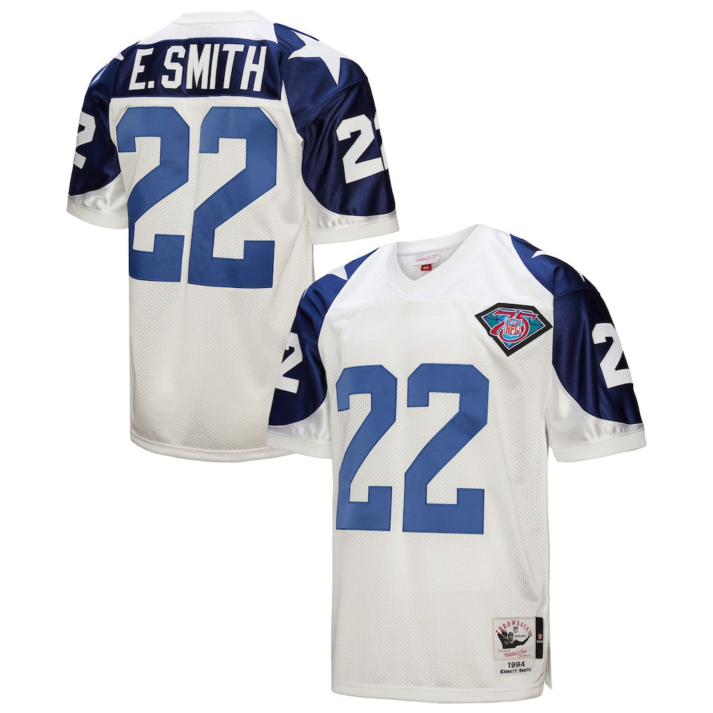 D.Cowboys #22 Emmitt Smith White 1994 Authentic Throwback Retired Player Jersey football jersey product view 1