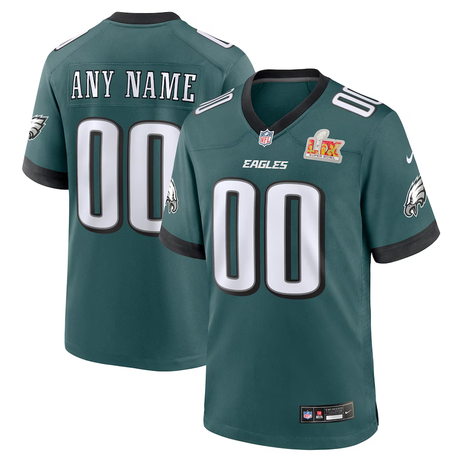 Men's Philadelphia Eagles Midnight Green Super Bowl LIX Custom Game Jersey football jersey product view 1