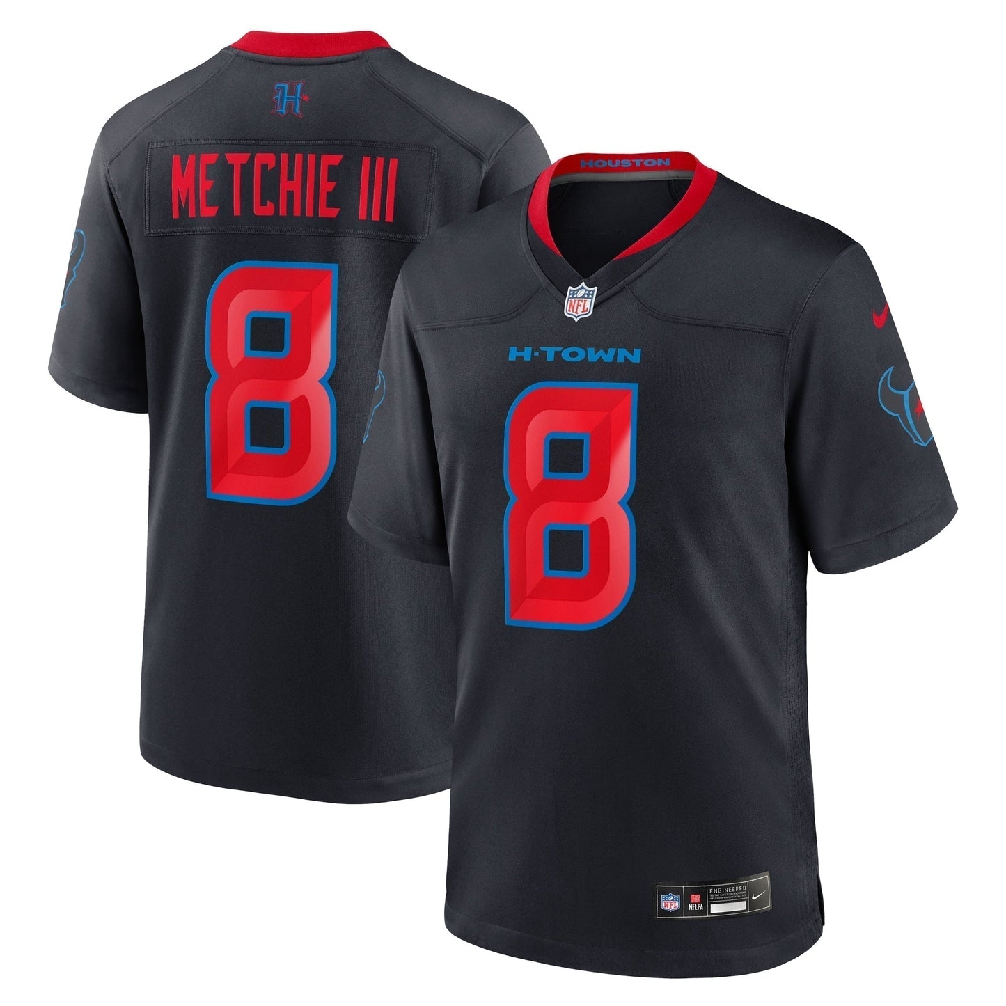 John Metchie III Houston Texans 2nd Alternate Game Jersey - Navy football jersey product view 1