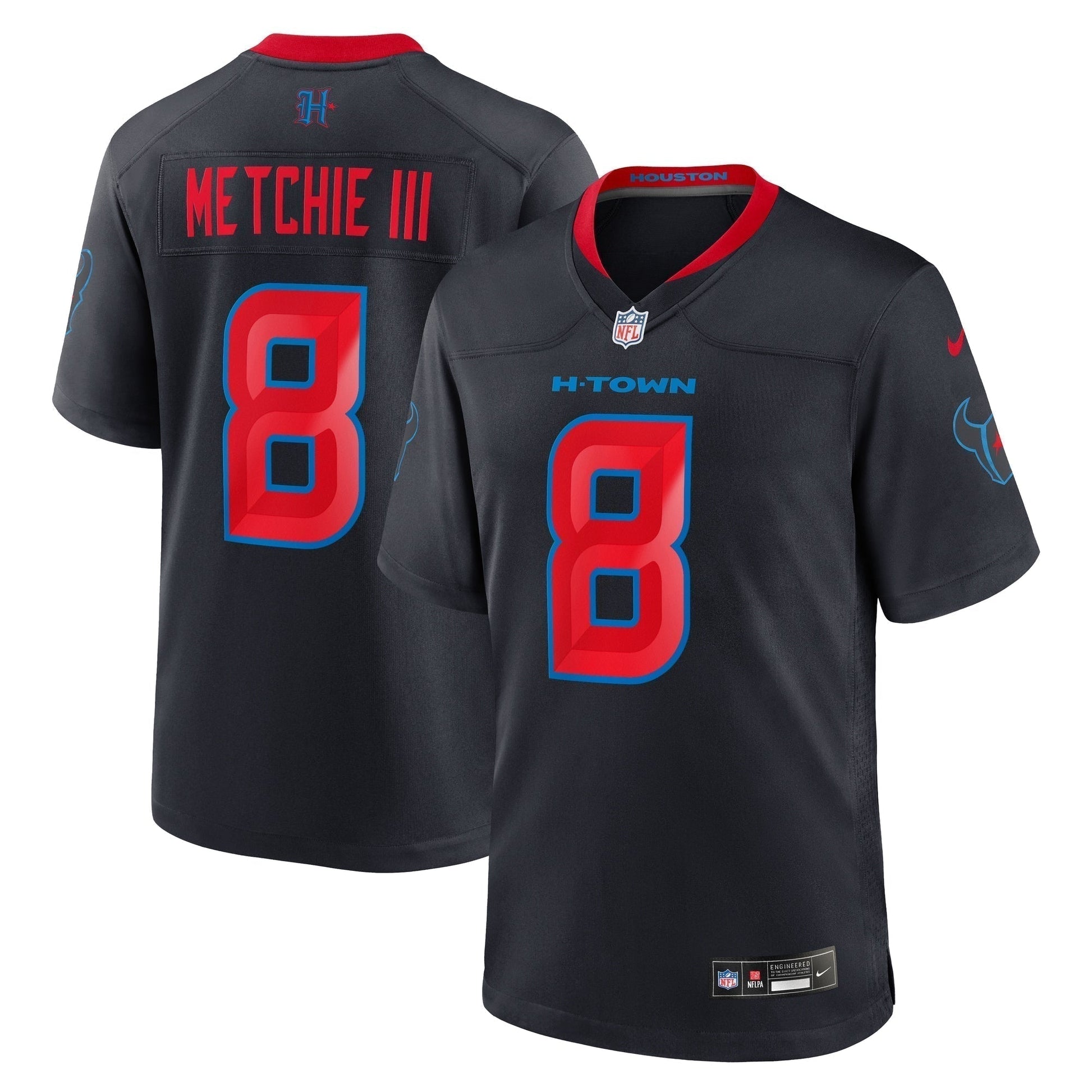 John Metchie III Houston Texans 2nd Alternate Game Jersey - Navy football jersey product view 1