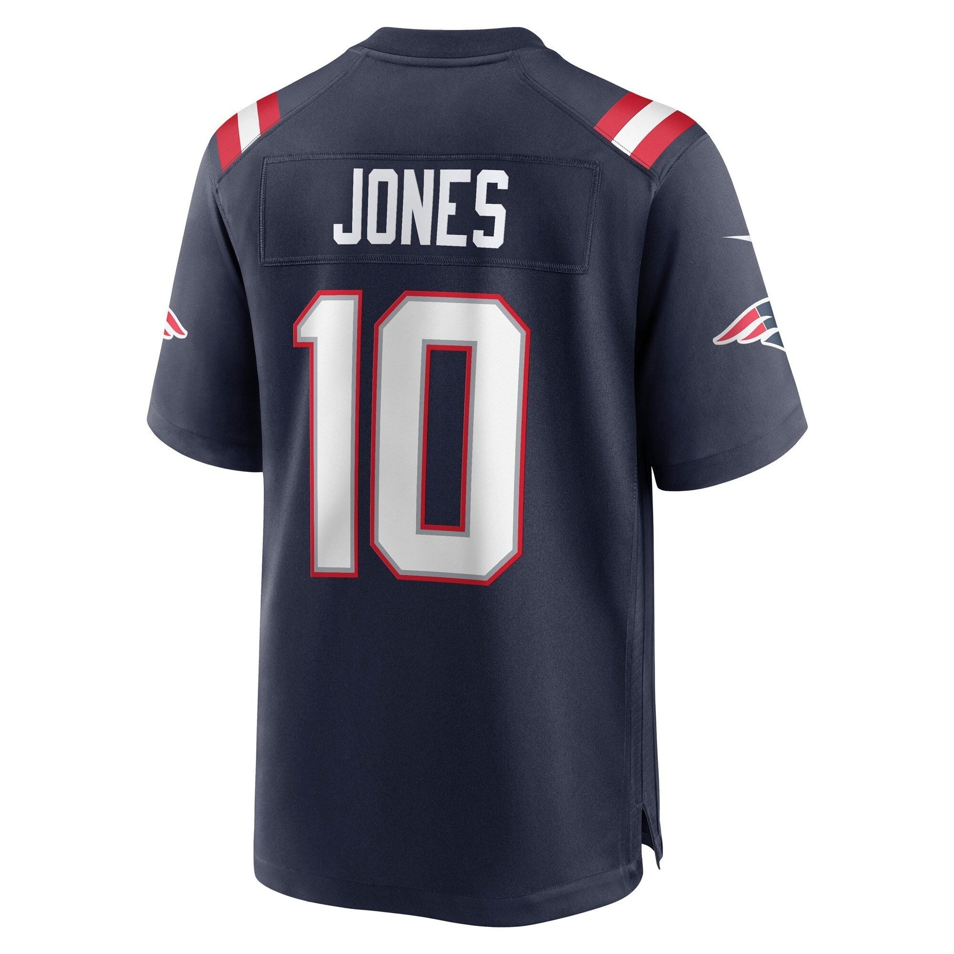 Mac Jones New England Patriots Game Jersey - Navy football jersey product view 3