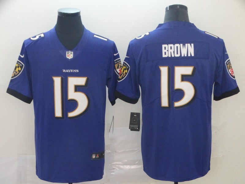 Men's Baltimore Ravens Marquise Brown #15 Purple Game Player Jersey1 football jersey product view 1