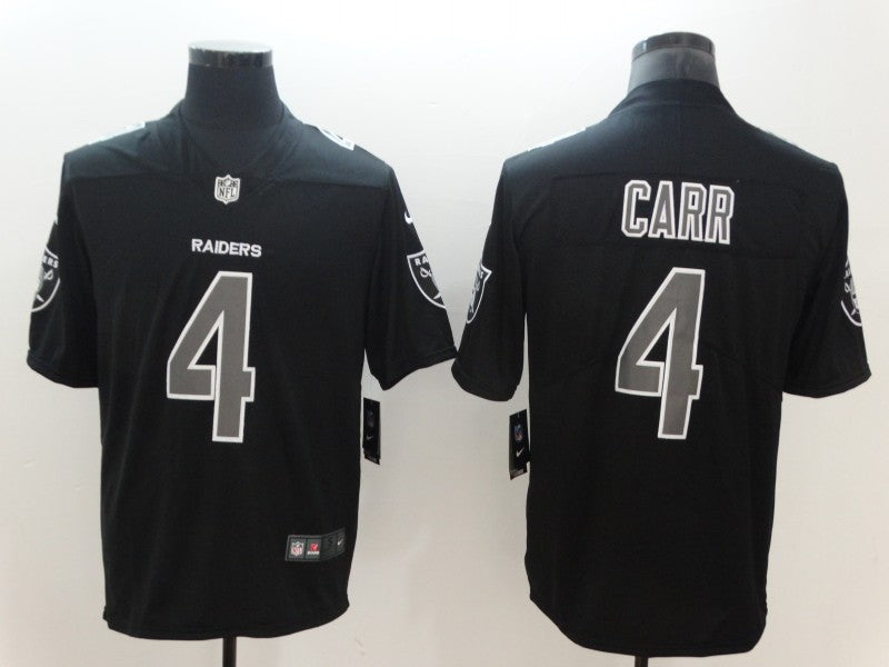 Men's Las Vegas Raiders Derek Carr #4 Black Authentic Game Jersey1 football jersey product view 1