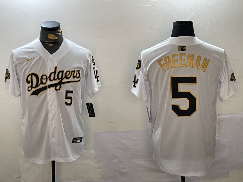 Men's Los Angeles Dodgers Freddie Freeman #5 White Game Player Jersey baseball jersey product view 1