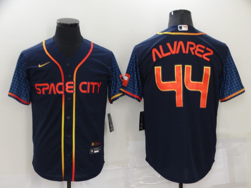 Men's Houston Astros Yordan Alvarez #44 Navy Space City Jersey baseball jersey product view 1
