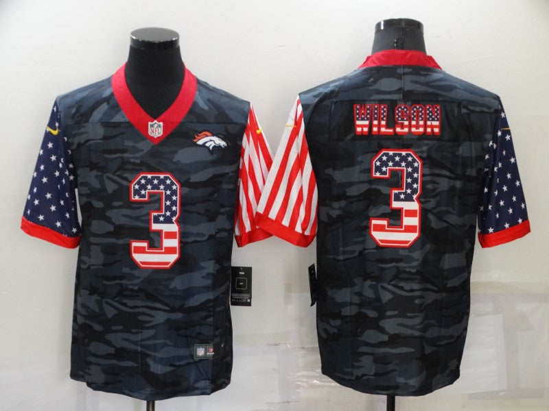 Men's Denver Broncos Russell Wilson #3 Grey Camouflage Player Jersey1 football jersey product view 1