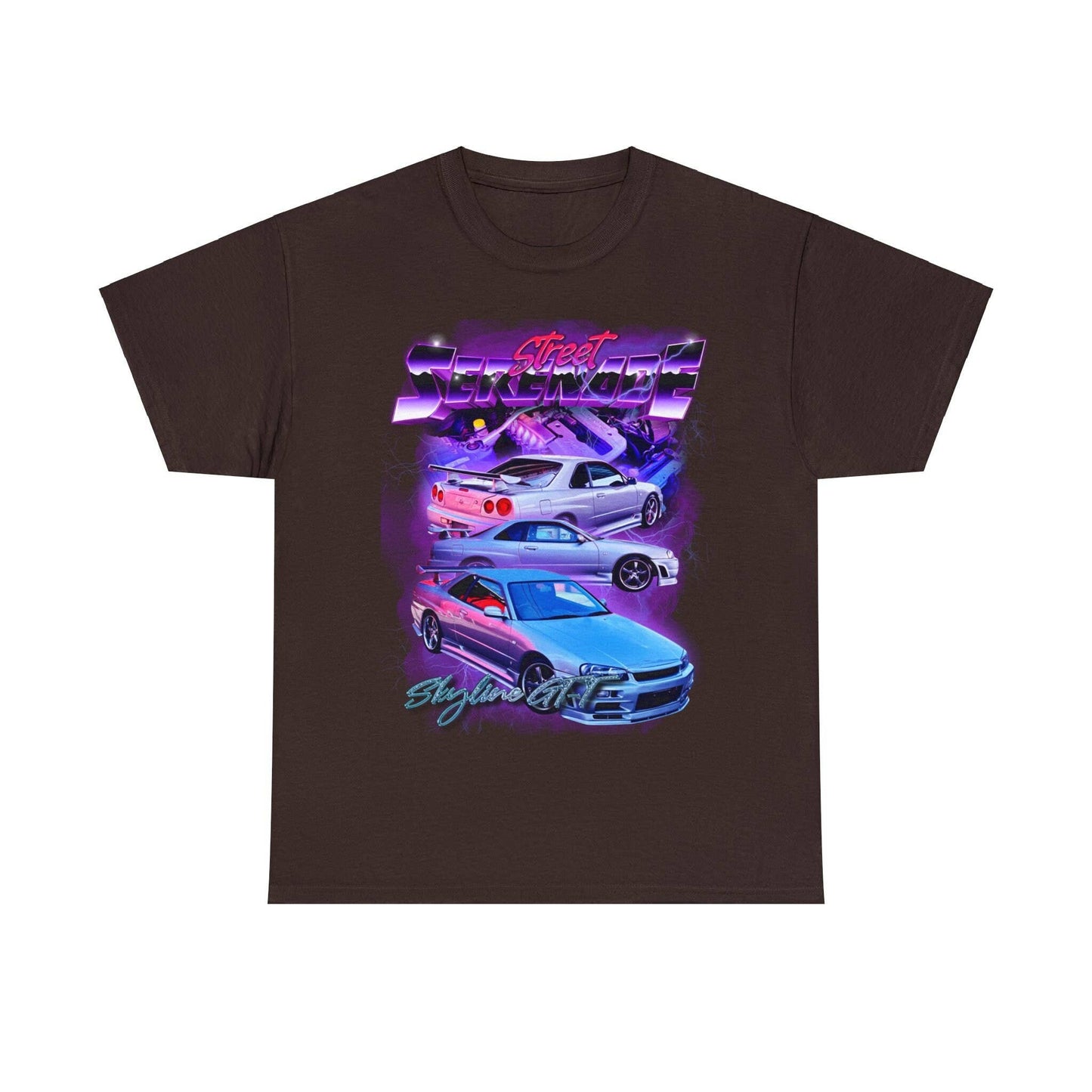 Retro Skyline Street Serenade R34 Gt-T Graphic T-Shirt Unisex T-shirt, Sweatshirt, Hoodie, Long Sleeve Tee - T-Shirt, Sweatshirt, Hoodie