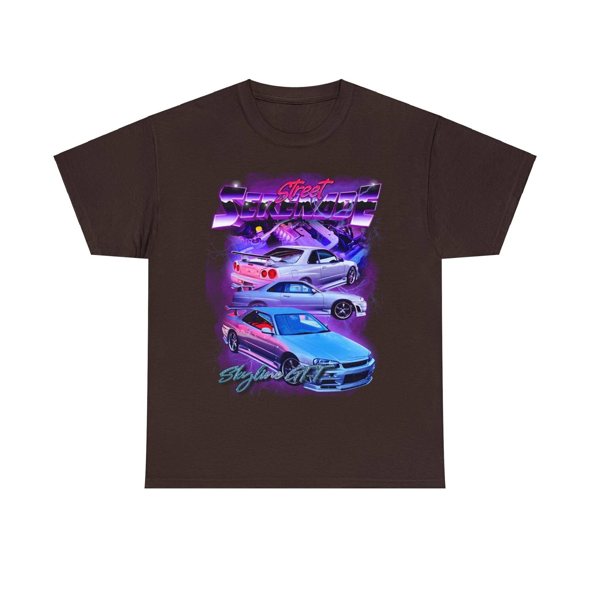 Retro Skyline Street Serenade R34 Gt-T Graphic T-Shirt Unisex T-shirt, Sweatshirt, Hoodie, Long Sleeve Tee - T-Shirt, Sweatshirt, Hoodie