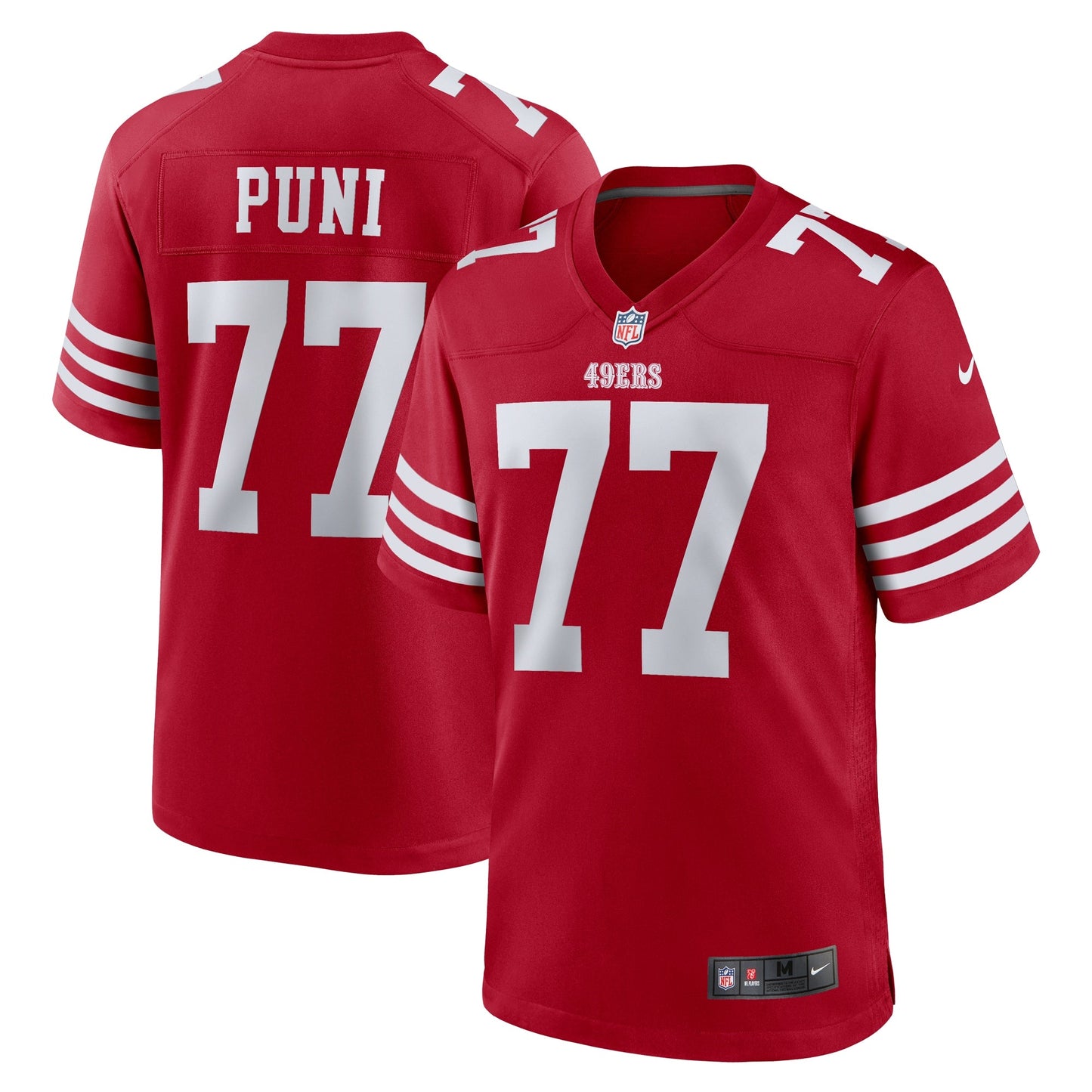 San Francisco 49ers Dominick Puni Scarlet Team Game Jersey football jersey product view 1