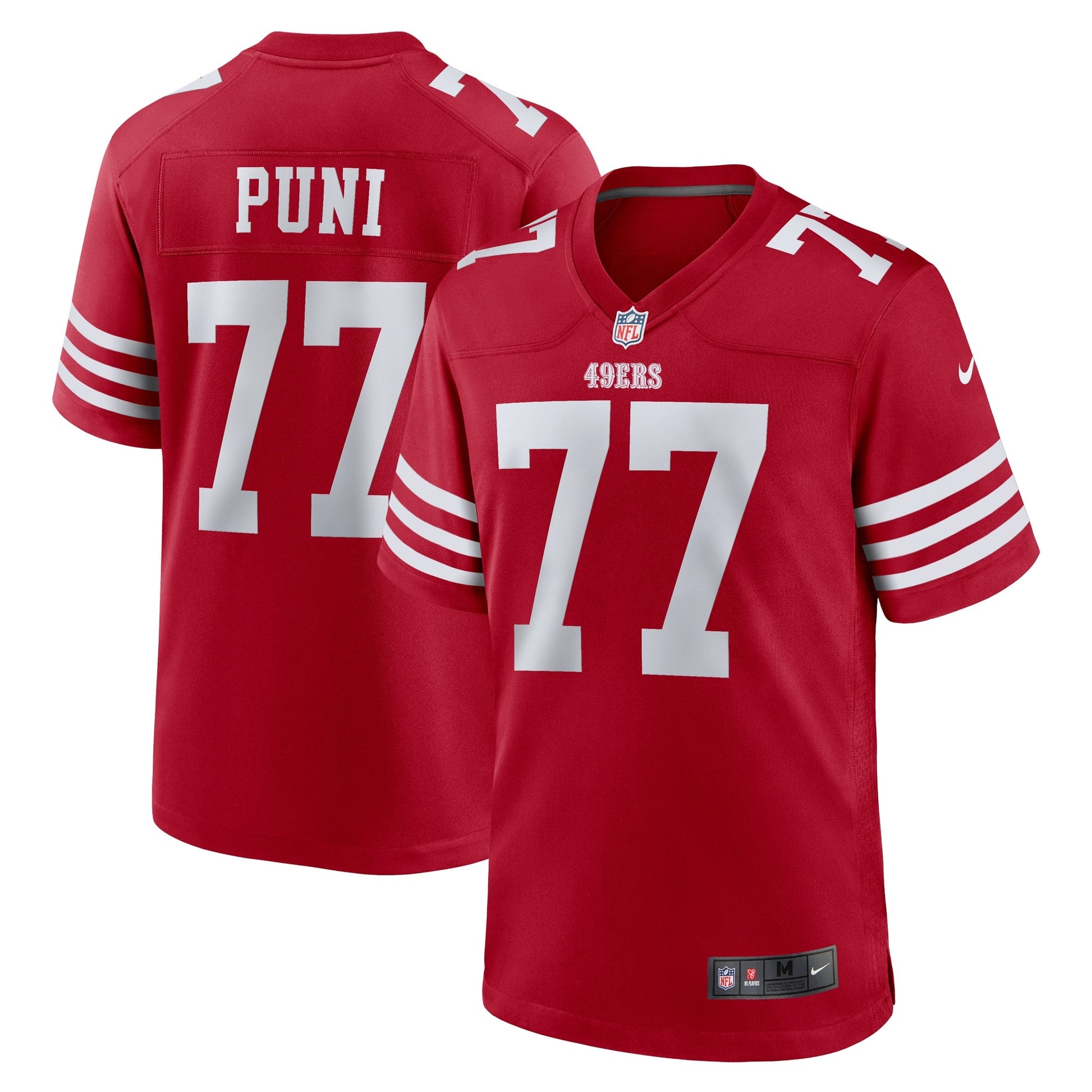 San Francisco 49ers Dominick Puni Scarlet Team Game Jersey football jersey product view 1