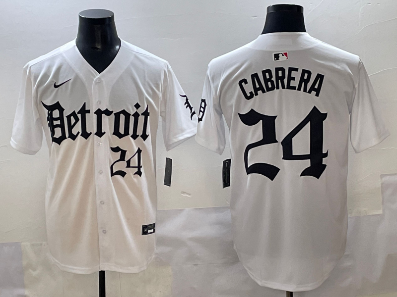 Men's Detroit Tigers Miguel Cabrera White Game Jersey baseball jersey product view 1