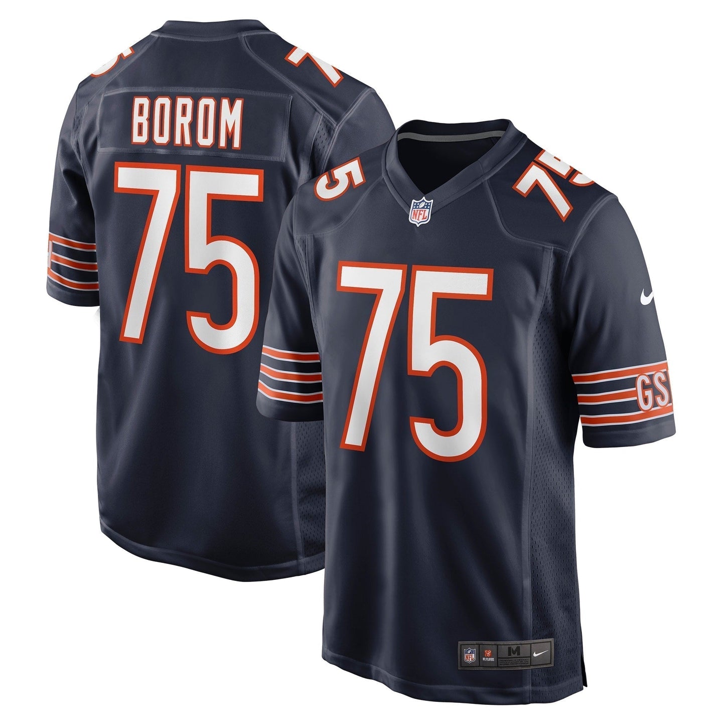 Larry Borom Chicago Bears Game Jersey - Navy football jersey product view 1