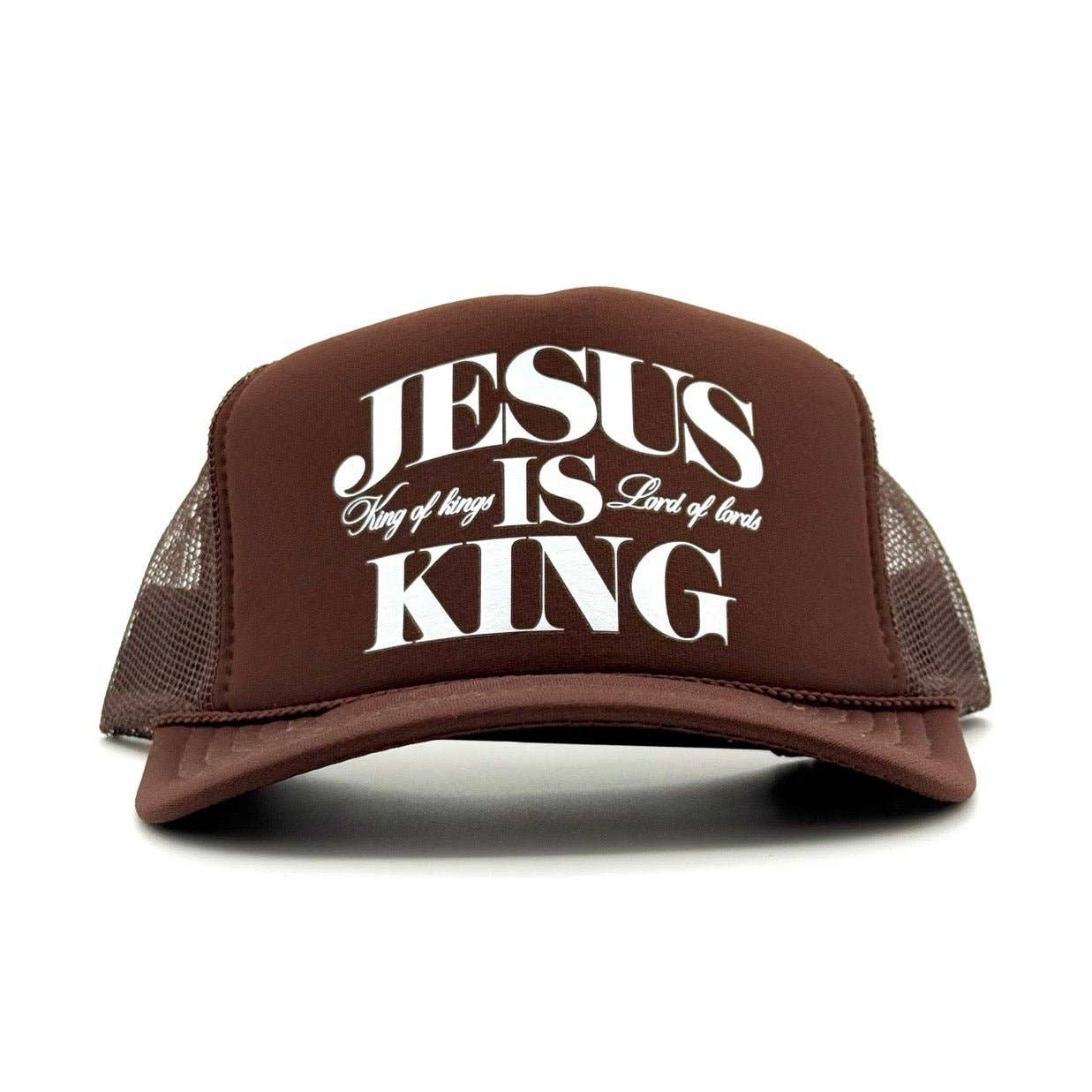 Jesus Is King Foam Trucker - Brown Unisex T-shirt, Sweatshirt, Hoodie, Long Sleeve Tee - T-Shirt, Sweatshirt, Hoodie