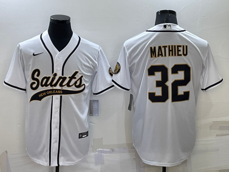 Men's New Orleans Saints Tyrann Mathieu White Game Jersey Joint Edition football jersey product view 1
