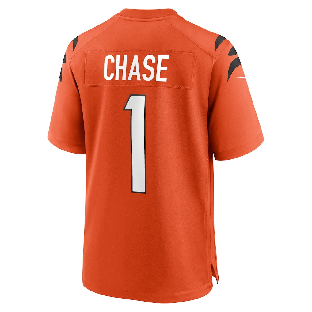 C.Bengals #1 Ja'Marr Chase Orange Alternate Game Jersey football jersey product view 1