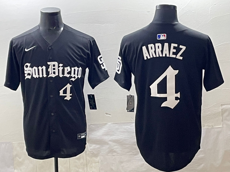 Men's San Diego Padres Luis Arraez Black Game Player Jersey baseball jersey product view 1