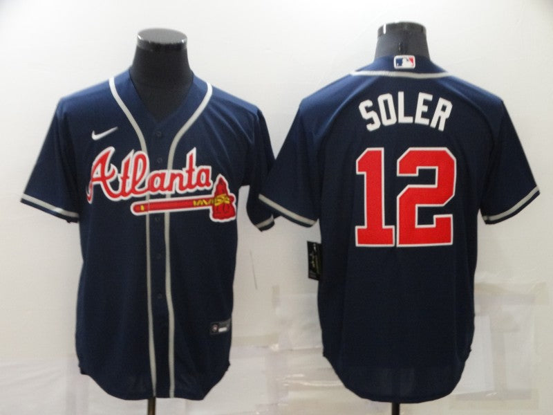 Men's Atlanta Braves Jorge Soler Navy Replica Player Jersey baseball jersey product view 1