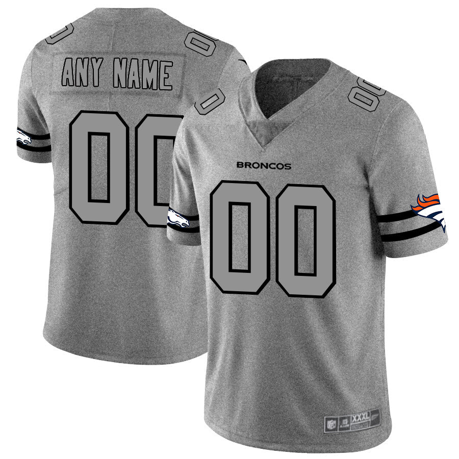 Custom1 Denver Broncos 2019 Gray Gridiron Gray Vapor Untouchable Limited Jersey1 Stitched Jersey1 American Football Jerseys football jersey product view 1
