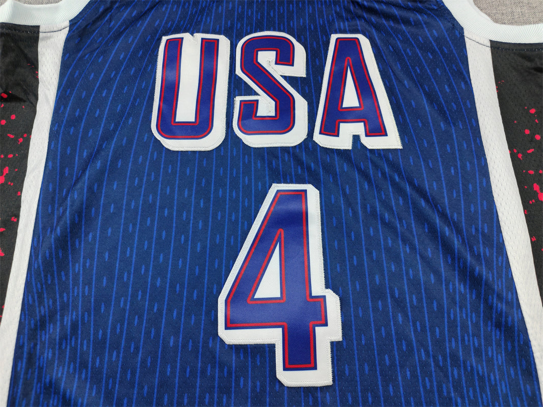 Men's 2024 USA Dream Team Stephen Curry #4 Navy Authentic Player Jersey basketball jersey product view 3