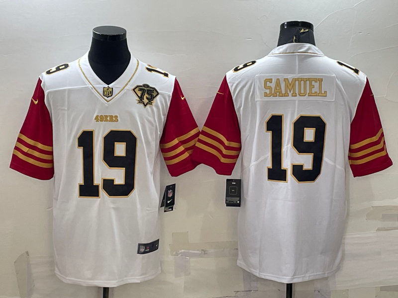 Men's San Francisco 49ers Deebo Samuel White 75th Anniversary Game Jersey football jersey product view 1
