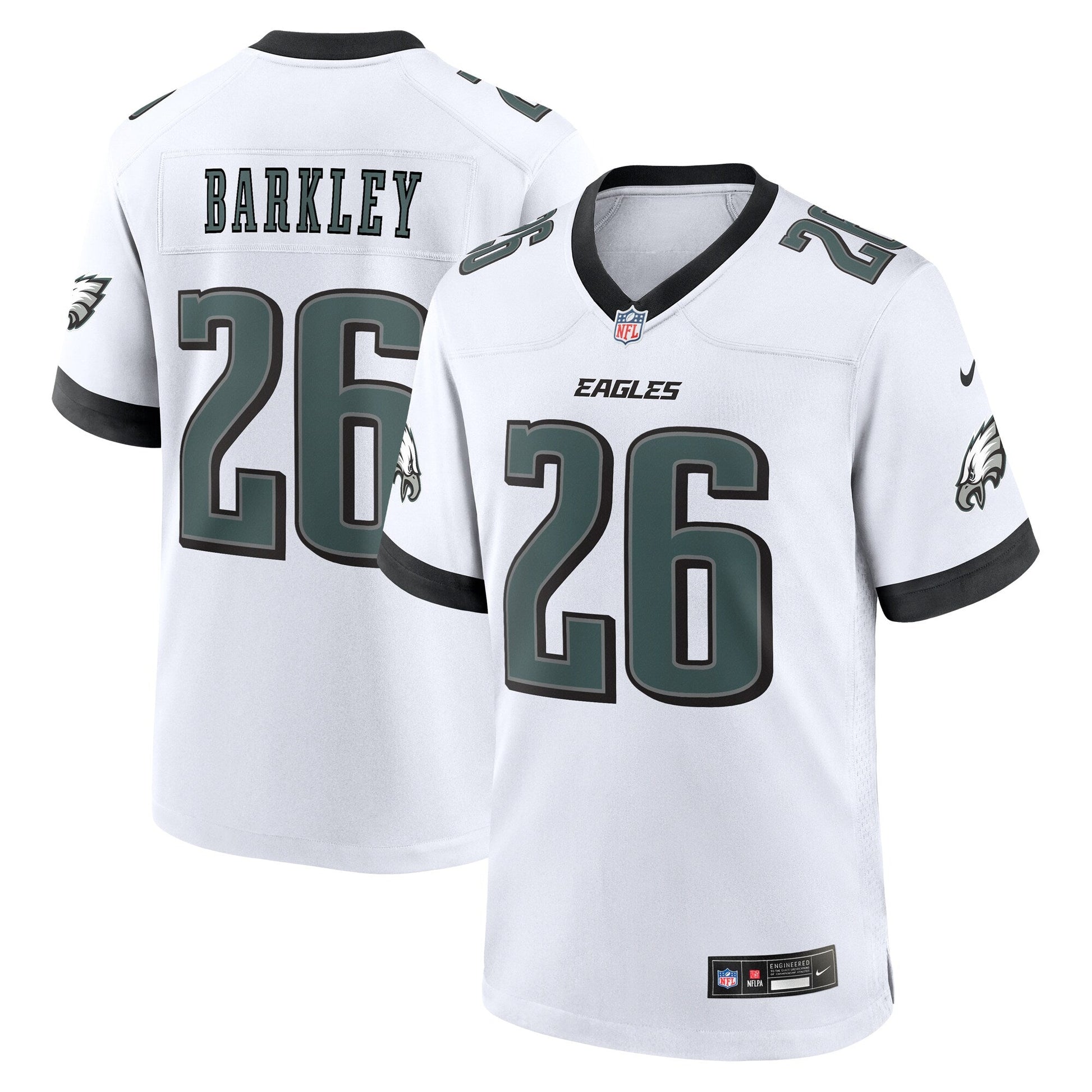 Saquon Barkley Philadelphia Eagles White Game Jersey - White football jersey product view 1