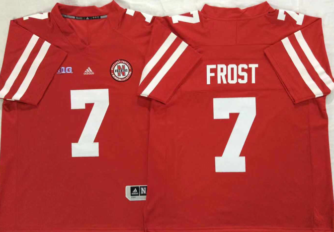 Men's Nebraska Huskers Scott Frost Scarlet Player Game Jersey sports jersey product view 1