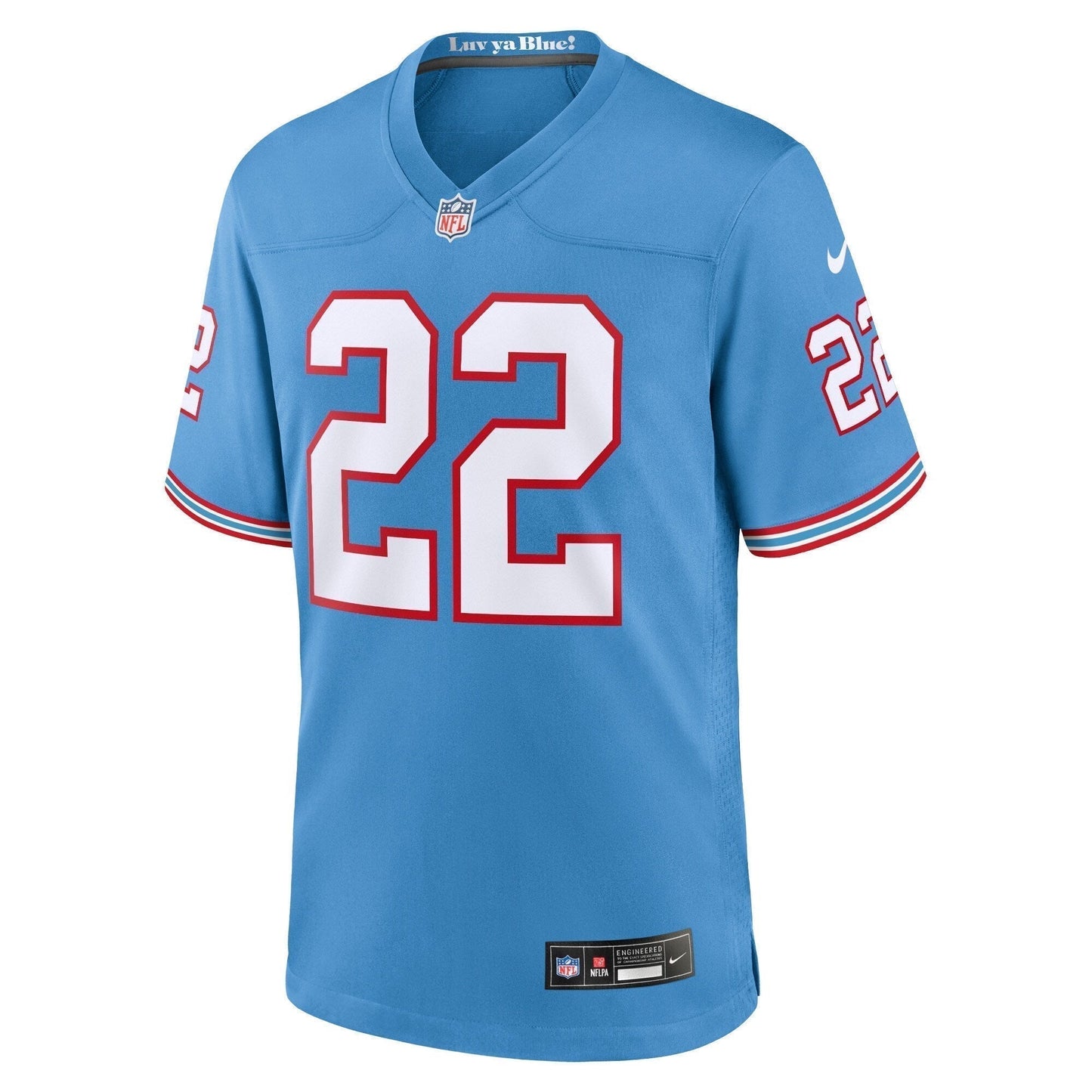 Derrick Henry Tennessee Titans Oilers Throwback Alternate Game Jersey - Light Blue football jersey product view 2