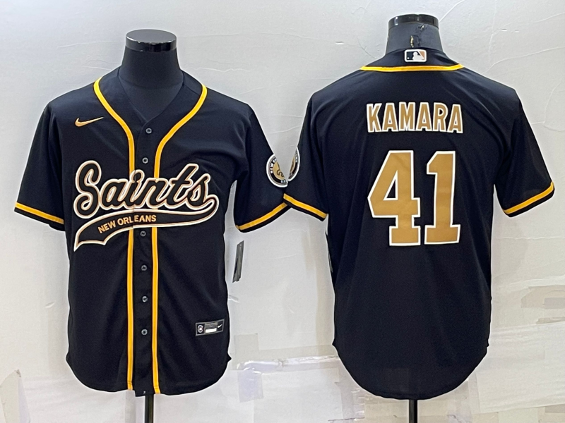 Men's New Orleans Saints Alvin Kamara Black Game Jersey Joint Edition football jersey product view 1