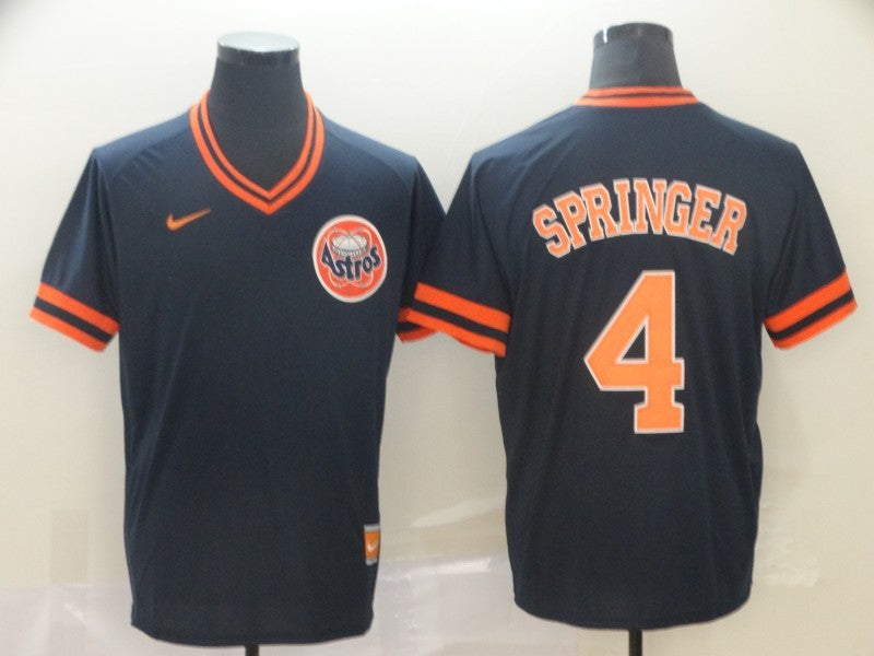 Men's Houston Astros George Springer #4 Navy Authentic Game Jersey1 baseball jersey product view 1
