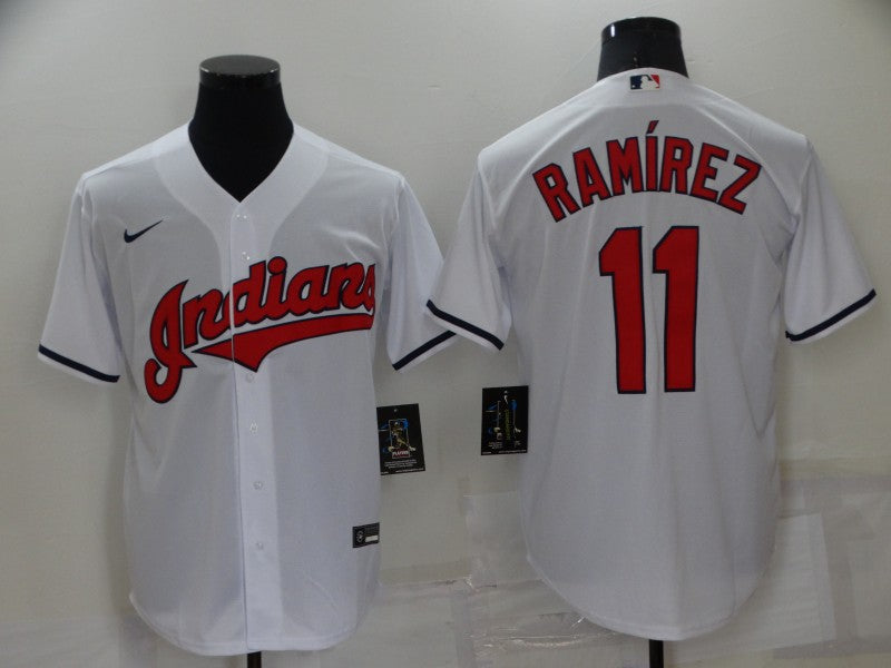 Men's Cleveland Guardians Jose Ramirez White Replica Player Jersey1 baseball jersey product view 1