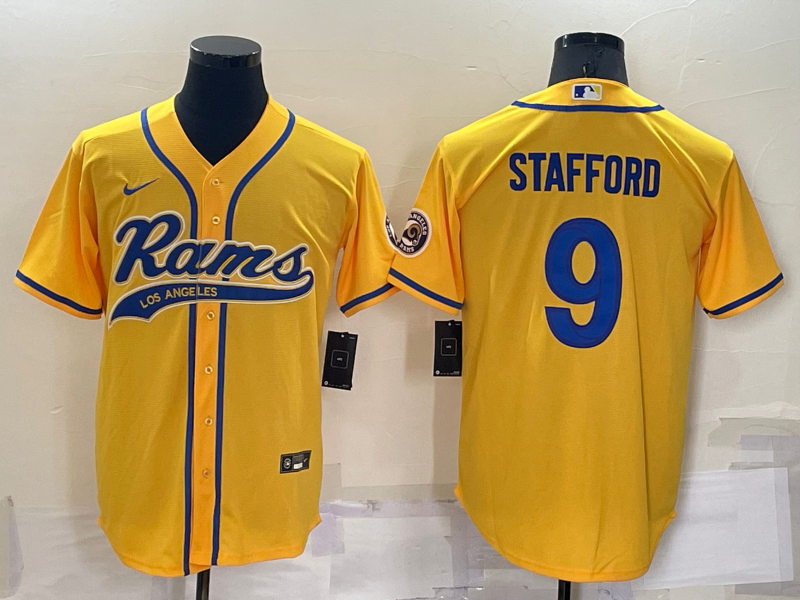 Men's Los Angeles Rams Matthew Stafford Yellow Game Jersey Joint Edition football jersey product view 1