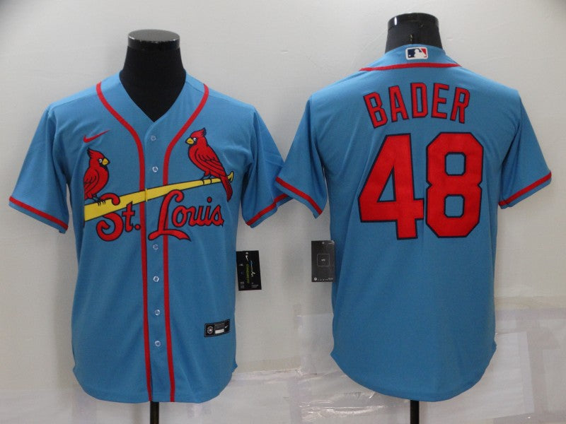 Men's St. Louis Cardinals Harrison Bader Blue Replica Baseball Jersey baseball jersey product view 1