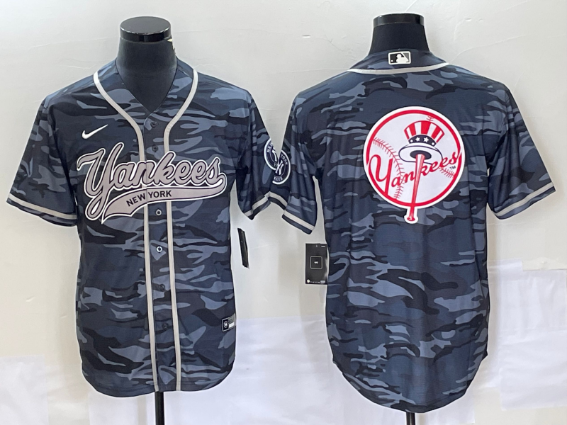 Men's New York Yankees Grey Camouflage Replica Team Jersey Joint Edition baseball jersey product view 1