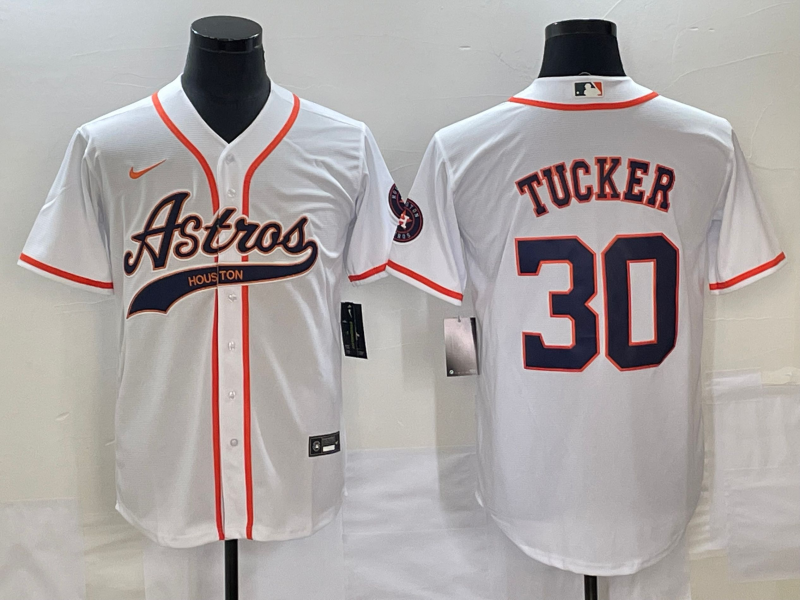 Men's Houston Astros Kyle Tucker #30 White Replica Jersey1 Joint Edition baseball jersey product view 1