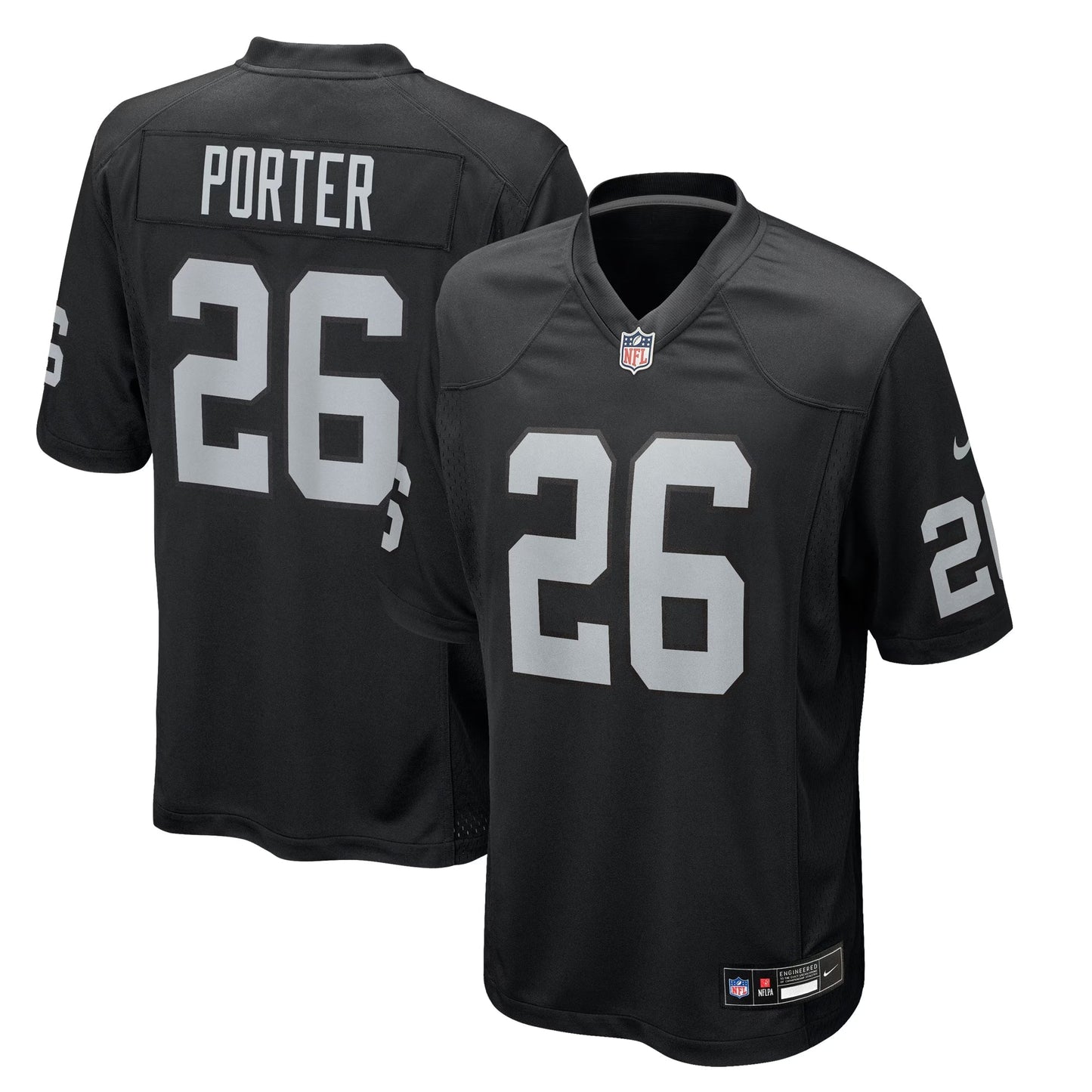 Las Vegas Raiders Darien Porter Black Team Game Jersey football jersey product view 1