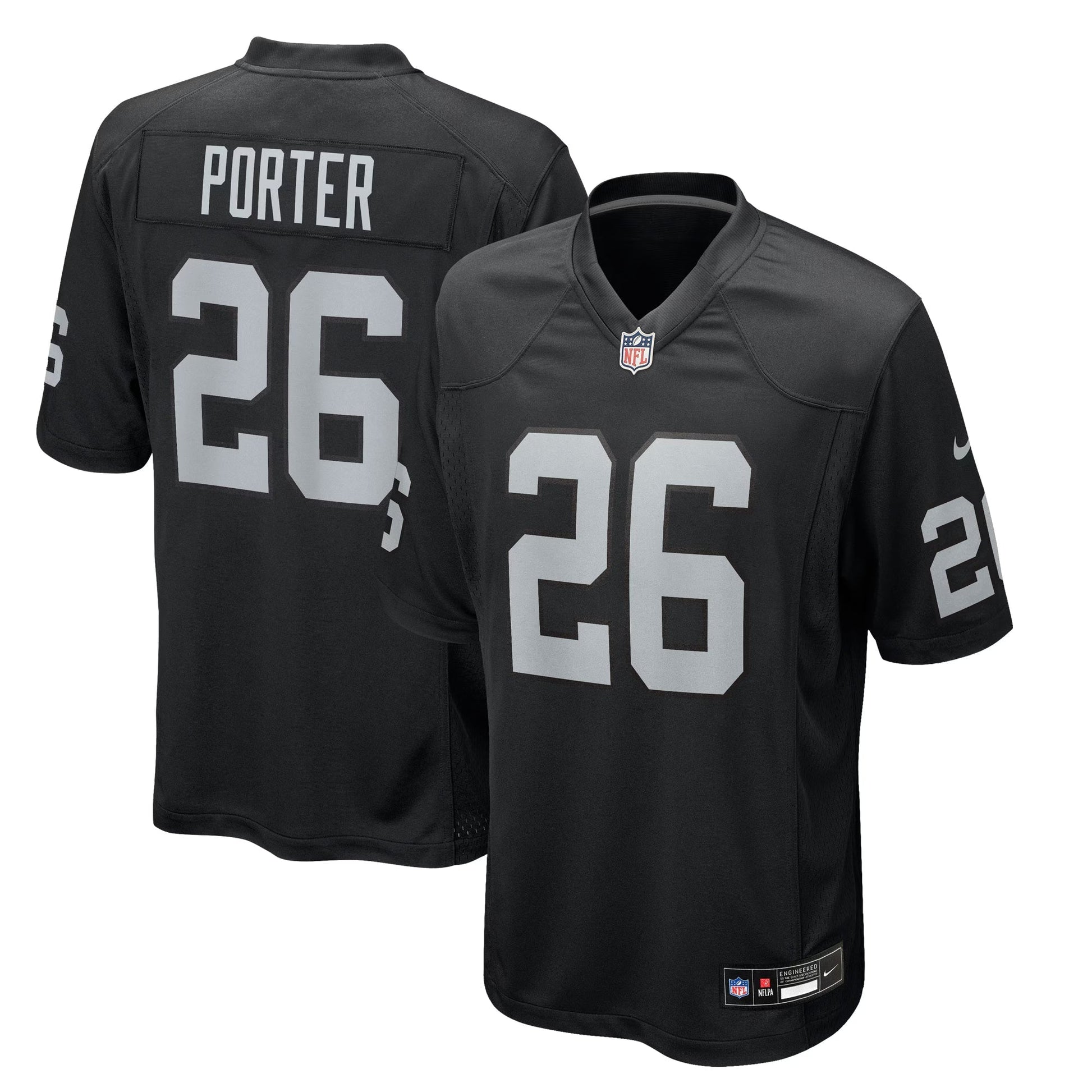 Las Vegas Raiders Darien Porter Black Team Game Jersey football jersey product view 1