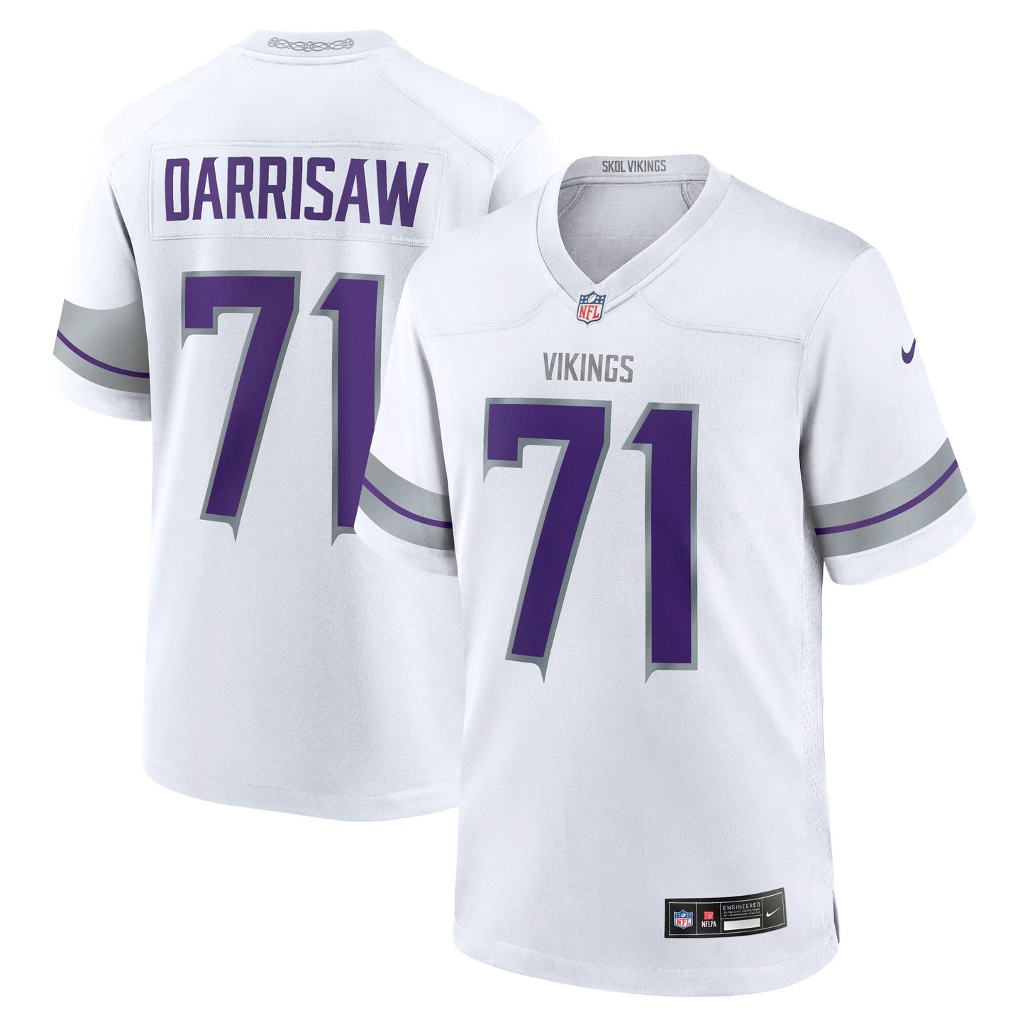 Minnesota Vikings Christian Darrisaw White Alternate Game Jersey football jersey product view 1