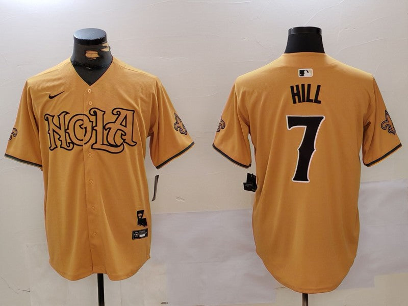 Men's New Orleans Saints Taysom Hill Yellow Game Player Jersey football jersey product view 1