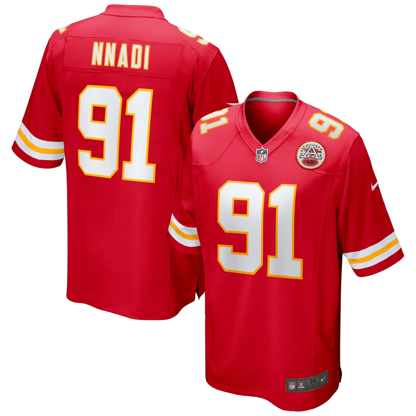 Derrick Nnadi Kansas City Chiefs Game Jersey - Red football jersey product view 1