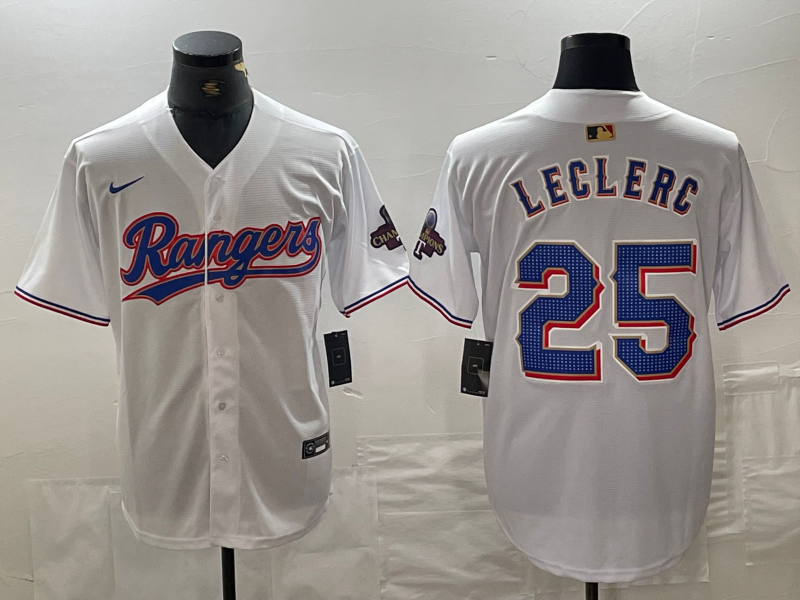 Men's Texas Rangers Jose Leclerc White 2024 Gold Collection Limited Player Jersey baseball jersey product view 1
