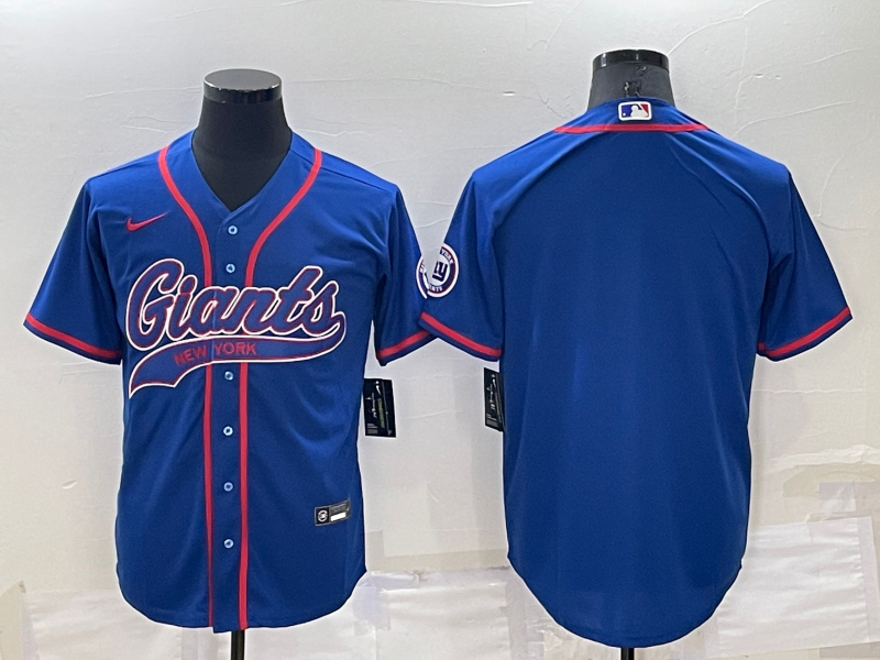 Men's New York Giants Blue Blank Jersey football jersey product view 1