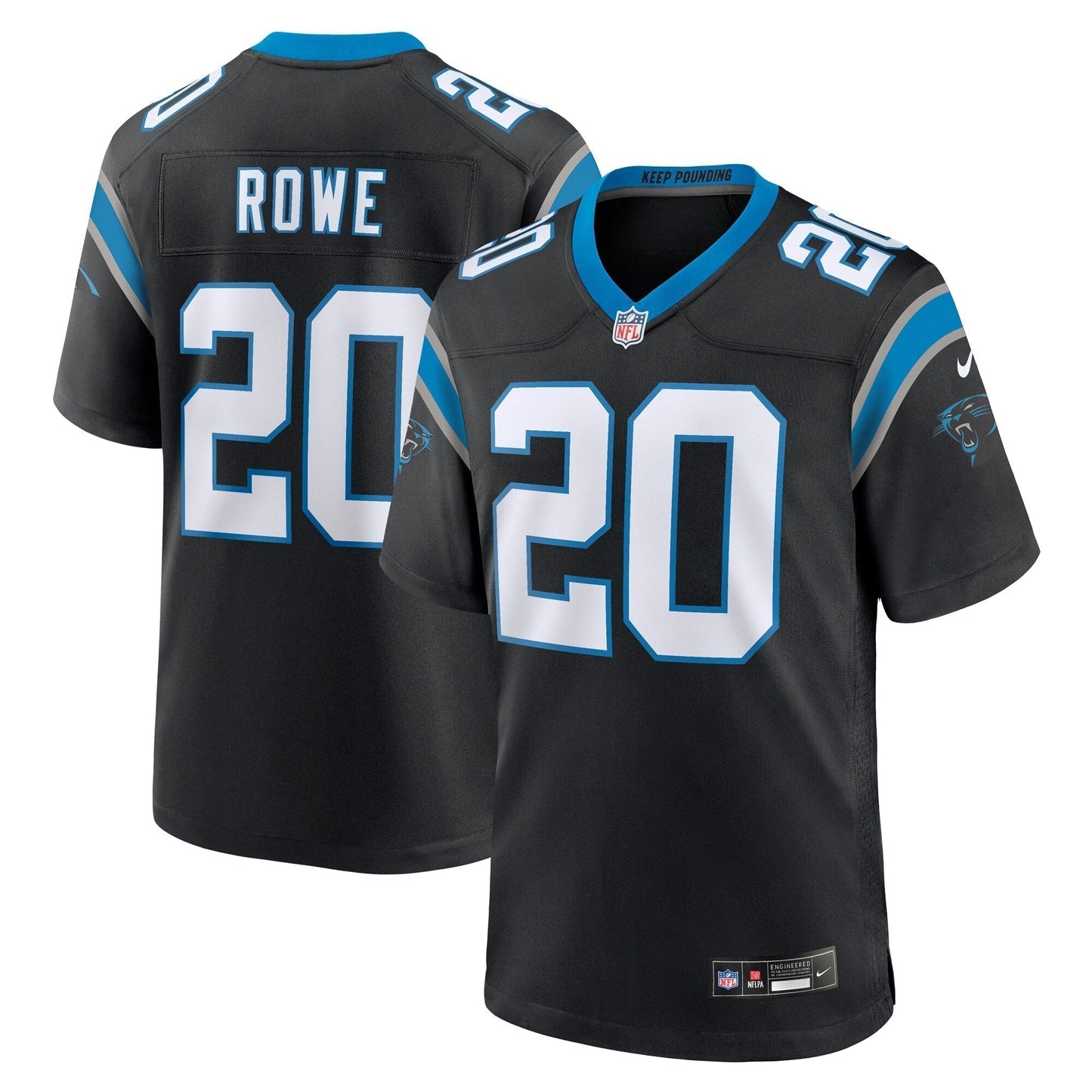 Eric Rowe Carolina Panthers Game Jersey - Black football jersey product view 1