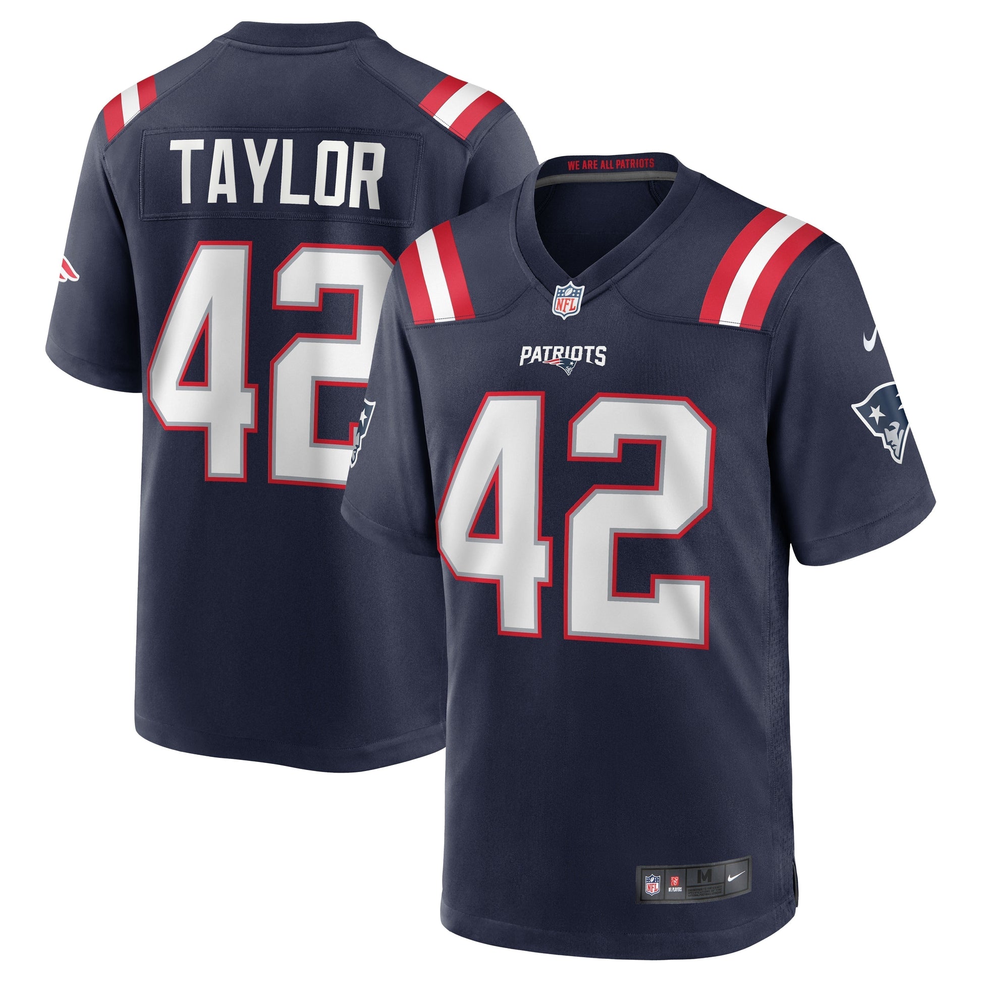 J.J. Taylor New England Patriots Team Game Jersey - Navy football jersey product view 1