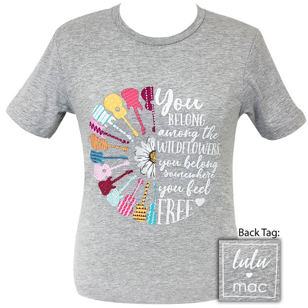 Lulu Mac-Guitars ~and Wildflowers-Athletic Heather SS-LM8 Unisex T-shirt, Sweatshirt, Hoodie, Long Sleeve Tee - T-Shirt, Sweatshirt, Hoodie