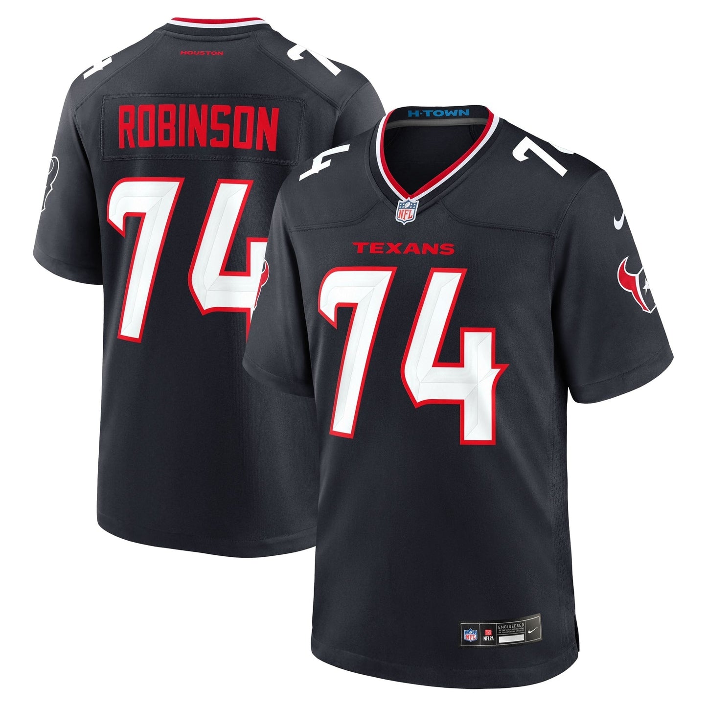 Houston Texans Cam Robinson Navy Team Game Jersey football jersey product view 1