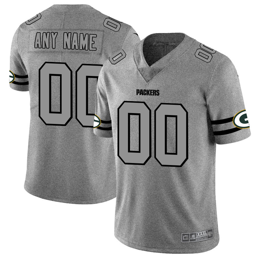 Custom1 Green Bay Packers 2019 Gray Gridiron Gray Vapor Untouchable Limited Jersey1 Stitched American Football Jerseys football jersey product view 1
