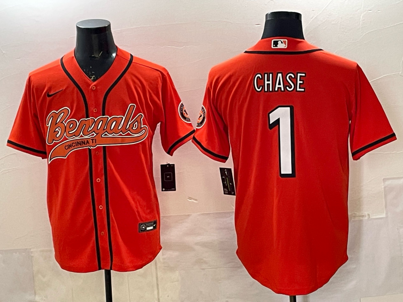 Men's Cincinnati Bengals Ja'Marr Chase Orange Game Jersey football jersey product view 1